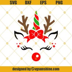 Unicorn Christmas SVG,  Reindeer SVG, Christmas Unicorn SVG PNG DXF EPS