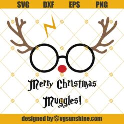 Merry Christmas Muggles SVG, Harry Reindeer SVG, Harry Potter Christmas SVG