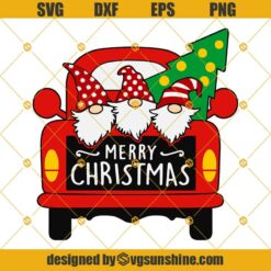 Merry Christmas Gnomes Truck SVG, Gnomes on Christmas Truck SVG, Gnomies SVG, Christmas Red Truck SVG