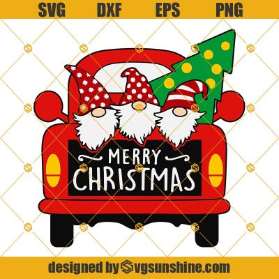 Merry Christmas Gnomes Truck SVG, Gnomes on Christmas Truck SVG ...