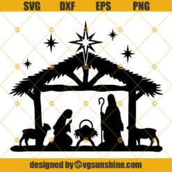 Christmas True Story Svg, Buffalo Plaid Nativity Scene Svg, Holy Night Svg, Nativity Svg, Jesus Christ Svg