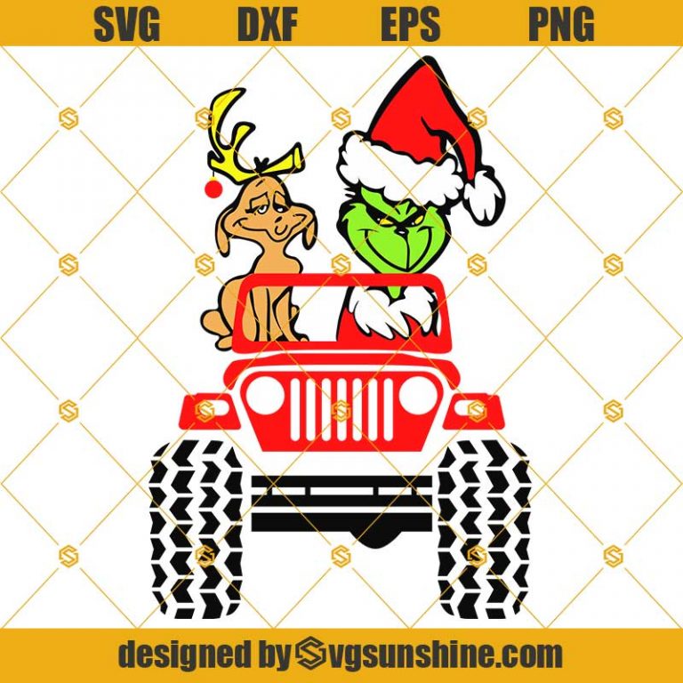 Grinch and Deer on Jeep SVG, Grinch Driving Jeep SVG, Grinch SVG, Jeep