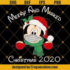 Merry and Masked Christmas 2020 SVG, Mickey Christmas SVG, Mickey Face Mask SVG, Qurantine Christmas SVG, Disney Christmas 2020 SVG
