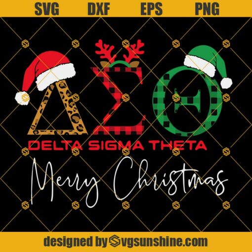 Merry Christmas Delta Sigma Theta Svg, Delta Sorority Svg, Delta Sigma Theta Leopard Buffalo Plaid Santa Hat Svg