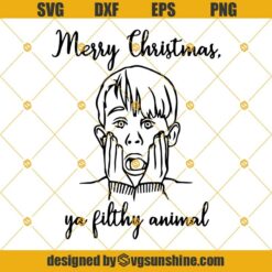 Merry Christmas Ya Filthy Animal SVG Cut Files, Kevin Home Alone Christmas SVG PNG DXF EPS