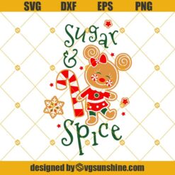 Minnie Sugar And Spice Christmas Svg, Minnie Gingerbread Svg, Candy Cane SVG PNG DXF EPS Cut Files Clipart Cricut