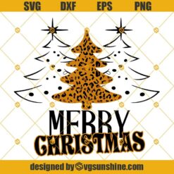 Leopard Print Christmas Tree Svg, Holiday Svg, Merry Christmas Svg, Christmas Tree Svg Cut Files Clipart Cricut