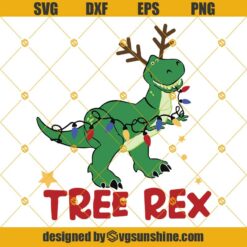 Tree Rex SVG, T-Rex With Christmas Lights SVG, Dinosaur SVG, Dinosaur Christmas SVG