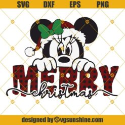 Minnie Mouse Head Merry Christmas SVG, Disney Christmas SVG, Mickey Christmas SVG