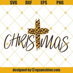 Merry Christmas Png, Leopard Print Png, Leopard Cross Svg, Merry Christmas Leopard Cross Svg