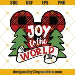 Joy to the World Svg, Disney Christmas Svg, Mickey Christmas Svg, Joy to the World Mickey Buffalo Plaid Svg