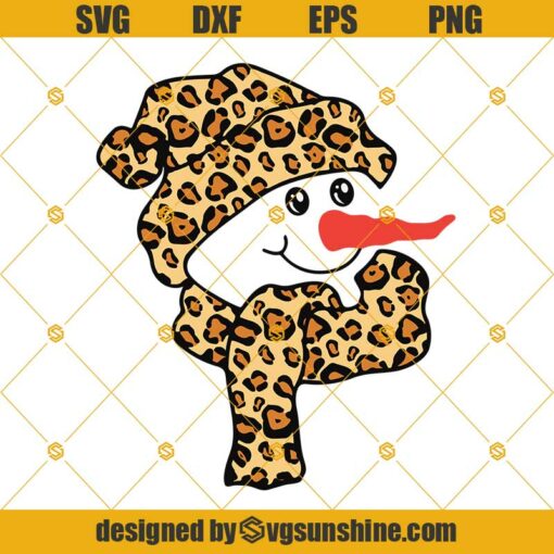 Leopard Print Snowman SVG, Leopard Print SVG,  Snowman SVG, Snowman PNG, Cheetah Print Snowman SVG