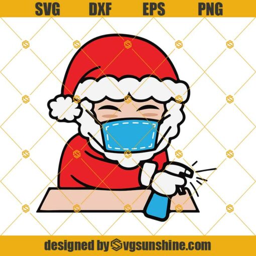 Santa Cleaning SVG, Santa Claus Face Mask SVG, Merry Quarantine Christmas 2020 SVG, Santa Claus 2020 SVG