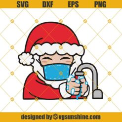 Santa Hand Washing SVG, Santa Claus Face Mask SVG, Merry Quarantine Christmas 2020 SVG, Santa Claus 2020 SVG