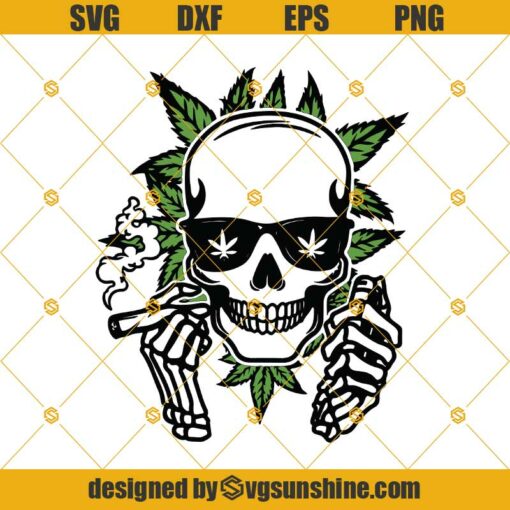 Skull Smoking Joint Svg, Smoking Marijuana Svg, Smoking Cannabis Svg, Smoking Weed Cut Files, Skull Svg, Cannabis Svg