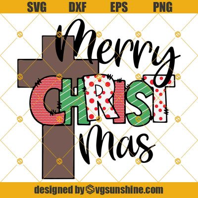 Merry Christ Mas SVG, Merry Christmas Cross SVG, Religious Christmas ...