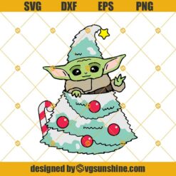 Baby Yoda SVG, Disney Christmas SVG ,The Mandalorian The Child Star Wars Christmas SVG, Baby Yoda Christmas Tree SVG