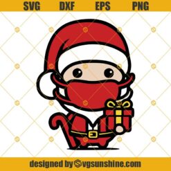 Santa Claus Wearing a Face Mask SVG, Santa with Mask SVG, Quarantine Christmas SVG PNG DXF EPS