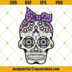 Sugar Skull Purple Ribbon SVG, Domestic Violence Awareness SVG, Epilepsy Awareness SVG, Lupus Awareness SVG, Alzheimer’s Awareness SVG