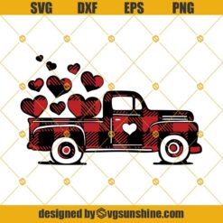 Valentines Buffalo Plaid Truck Svg, Valentines Vintage Truck Svg, Valentines day Svg, Love Svg, Truck Svg