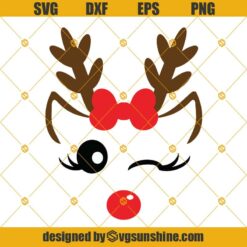 Christmas Reindeer SVG, Girl Reindeer Face SVG, Reindeer SVG