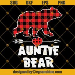 Auntie Bear Christmas SVG, Auntie Bear Pajamas Red Buffalo Plaid SVG, Auntie Bear SVG, Auntie SVG, Aunt SVG, Family SVG
