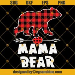 Mama Bear Christmas SVG, Mama Bear Pajamas Red Buffalo Plaid SVG, Mama Bear SVG, Mama SVG, Mom SVG, Mothers Day SVG