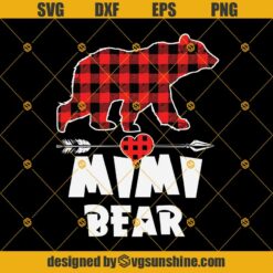 Mimi Bear Christmas SVG, Mimi Bear Pajamas Red Buffalo Plaid SVG, Mimi Bear SVG, Mimi SVG, Mom SVG, Mothers Day SVG