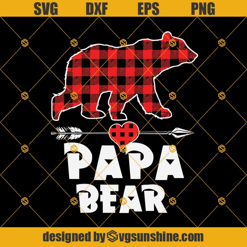 Papa Bear Christmas SVG, Papa Bear Pajamas Red Buffalo Plaid SVG, Papa ...