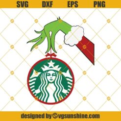 Grinch Christmas Starbucks Logo SVG, Christmas Starbuck Cold Cup SVG, Grinch SVG, Grinch Hand Holding Ornament SVG