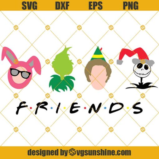 Christmas Friends SVG, Christmas Movie Characters SVG, Ralphie Grinch,  The Elf, Jack Kkellington SVG PNG DXF EPS