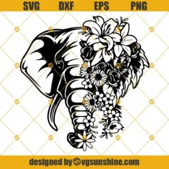 Floral Elephant Svg File, Mandala Elephant Floral SVG EPS DXF PNG