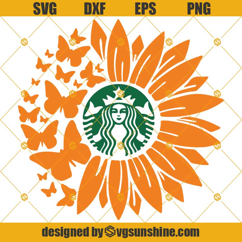 Sunflower Butterfly Full Wrap Svg Sunflower Venti Cold Cup Svg 