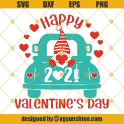 2021 Happy Valentines Day SVG, Valentine Truck SVG, Gnome SVG, Valentines Truck SVG, Gnome Valentine SVG DXF EPS PNG