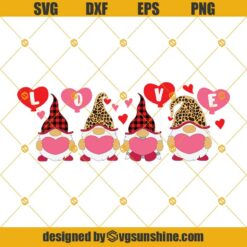 Gnome Valentine SVG, Happy Valentine's Day SVG, Love Gnome SVG, Gnomes Leopard and Plaid Hat SVG, Valentines Day SVG DXF EPS PNG 