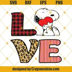 Love Snoopy SVG, Snoopy Valentines Day SVG, Leopard And Buffalo Plaid Love SVG, Snoopy Valentine SVG, Happy Valentine’s Day SVG