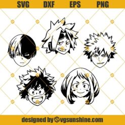 My Hero Academia 5 Characters SVG DXF EPS PNG Bundle, Anime SVG, My Hero Academia SVG