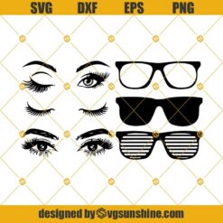 Woman Face Svg, Eyelashes Svg Bundle, Eyebrows Eyes Svg, Sunglasses Svg Bundle, Woman Lady Face Svg Dxf Png Eps Cut Files Clipart Cricut Instant Download