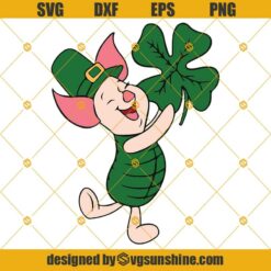 Saint Patrick's Day Piglet SVG, Piglet SVG, Piglet Lucky Clover SVG, Piglet Shamrock SVG