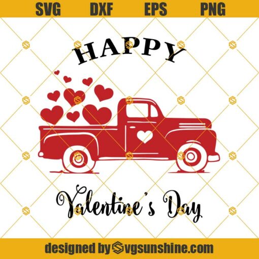 Vintage Truck Happy Valentine’s Day SVG, Valentine Truck SVG, Valentines Day SVG, Truck SVG, Valentine SVG
