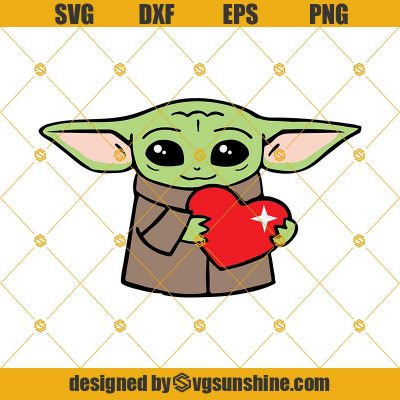 Baby Yoda Holding Heart SVG, Baby Yoda Valentine SVG, Baby Yoda SVG PNG ...