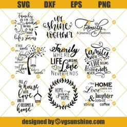 Family Quotes SVG Bundle, Love Family SVG, Family Forever SVG PNG DXF EPS, Digital File, Cricut