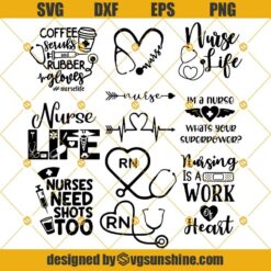 Heartbeat SVG Bundle, Stethoscope SVG, Nurse Healthcare EKG Heart Beat Clipart SVG PNG DXF EPS