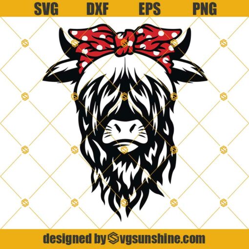 Cow Bandana Svg, Highland Cow Svg, Cow Svg, Heifer Svg, Cow Head Svg, Cow Print, Cute Cow Face Svg