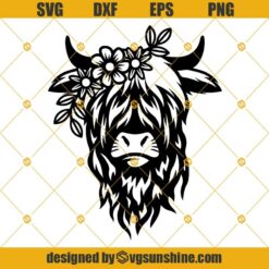 Highland Cow Svg, Cow Svg Files for Cricut, Heifer Svg, Cow Head Svg, Cow Print, Cow Face Svg, Cow with Flowers Svg