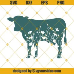 Floral Cow SVG, Cow SVG, Heifer Mandala SVG, Cow Silhouette, Cow with Flowers SVG