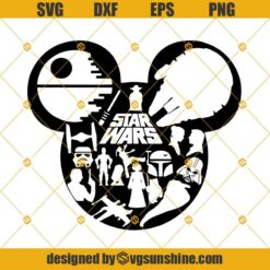 Mickey Head Star Wars SVG, Darth Vader SVG, Baby Yoda SVG, Disney Movies SVG, Mandalorian SVG, Star Wars SVG