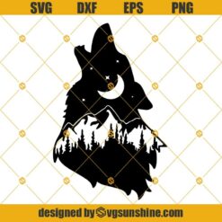 Mountain Wolf SVG, Wilderness SVG, Nature SVG, Animals SVG, Wolf SVG PNG DXF EPS Instant Download