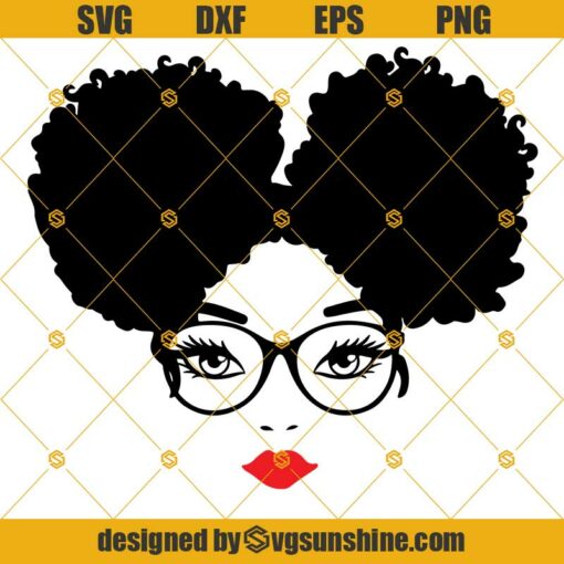 Afro Puff Girl Svg, Black Woman with Glasses Svg, Black Woman Svg, Afro Woman Svg, Black Girl Svg, Afro Puffs Svg
