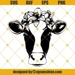 Cow Face Svg, Cow Head Svg, Cow with Flowers Svg, Cute Cow Svg, Heifer Svg, Cow Svg, Cow Clipart